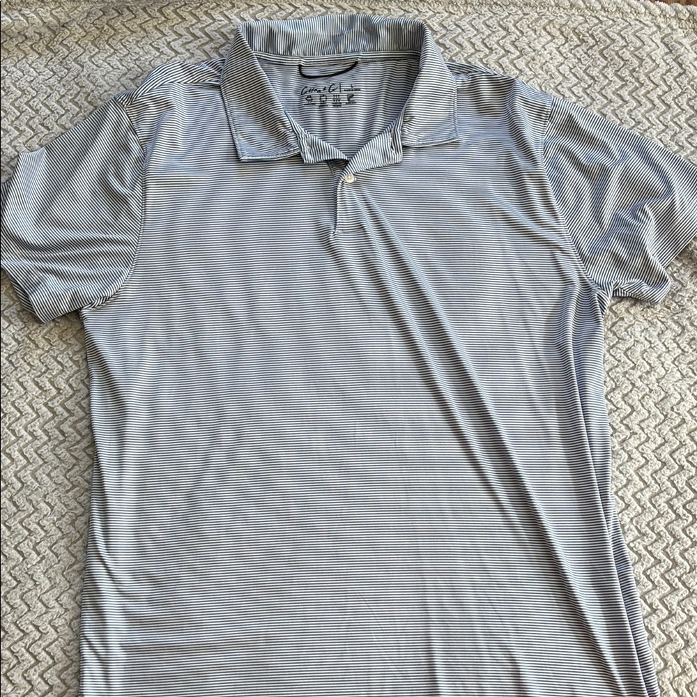 Golf blue striped Polo Shirt by Cotton & Carl